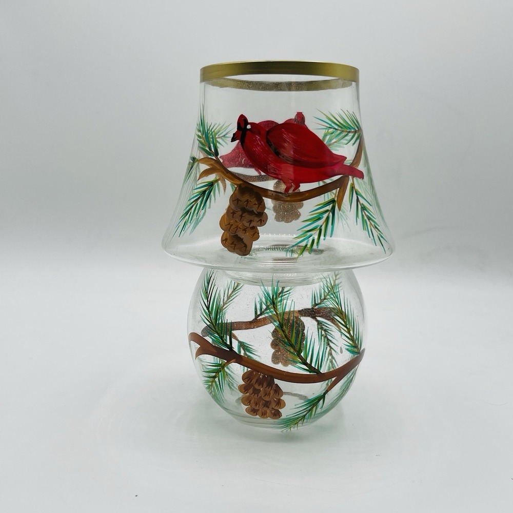 Fifth Avenue Crystal Cardinal 7" Candle Lamp Glass 2 Pc
